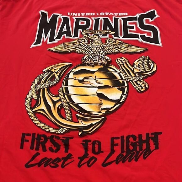 Black Ink Design Marines First to fight, Last to leave graphic t-shirt, size XXL - Picture 4 of 5